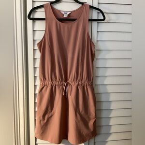 Athleta Girl Dusty Rose Sleeveless Dress / Jumper Tie waist pockets Size XL/14